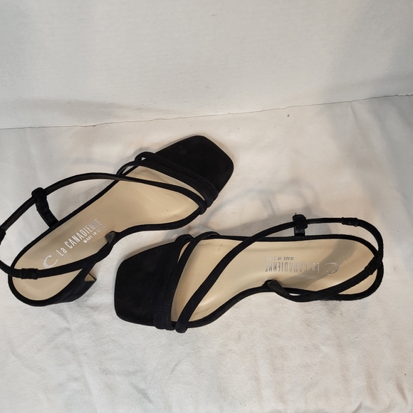 La Canadienne Pola black suede square stappy sandal 36 Stuart Weitzman soirée 35 - Picture 5 of 16